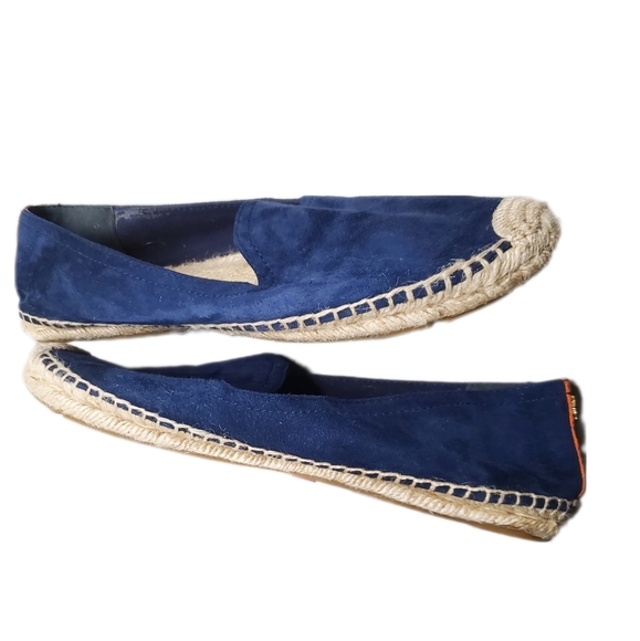 Tory Burch Rivera Suede espadrille boat shoe flats Navy 10 - Picture 4 of 7